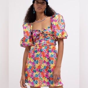 For Love & Lemons Merrill Puff Sleeve Mini Dress